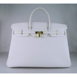 Hermes Birkin 40Cm Togo Leather Handbags White Gold